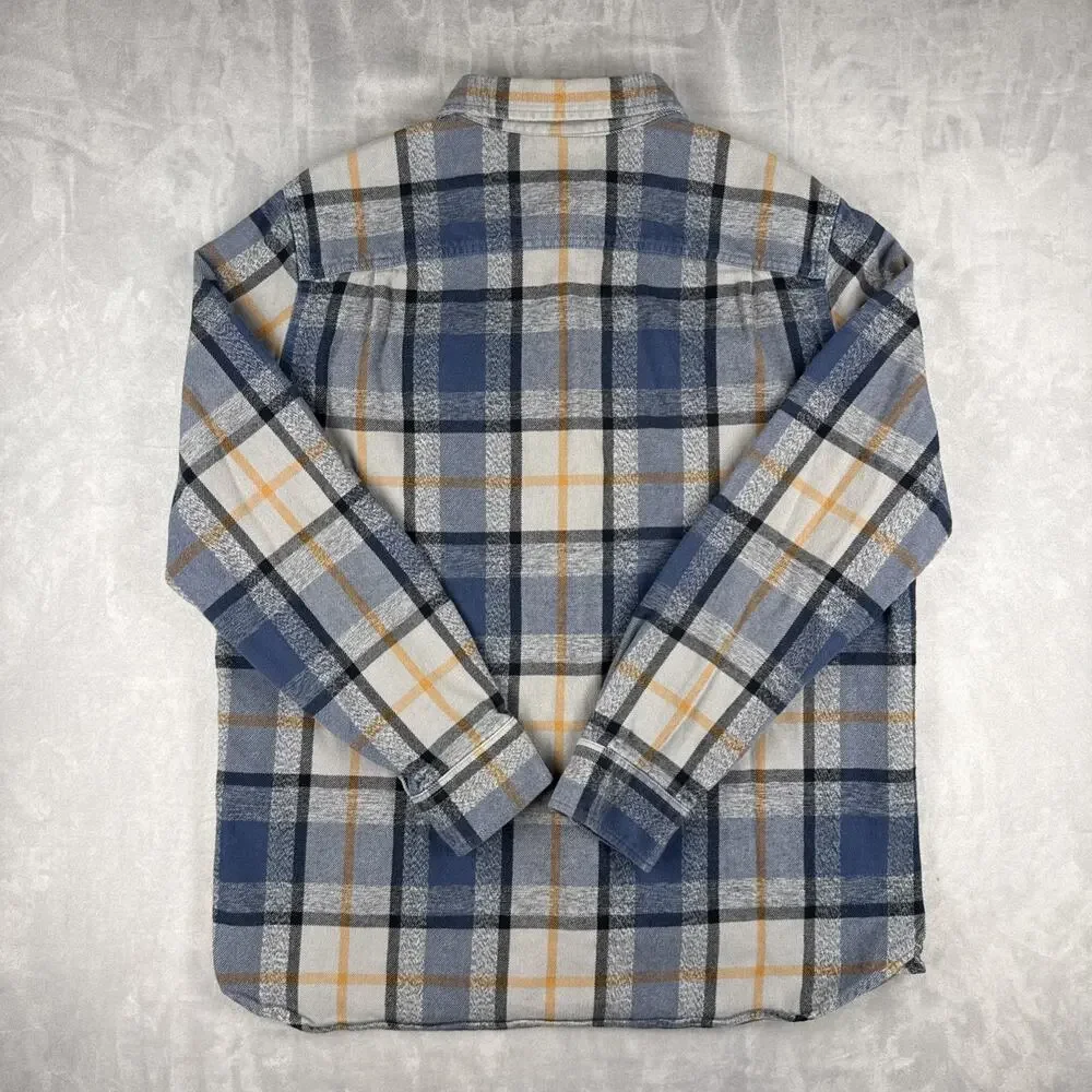 The North Face Men's L Plaid Flannel Shirt Blue Gray Tan Long Sleeve Button Up